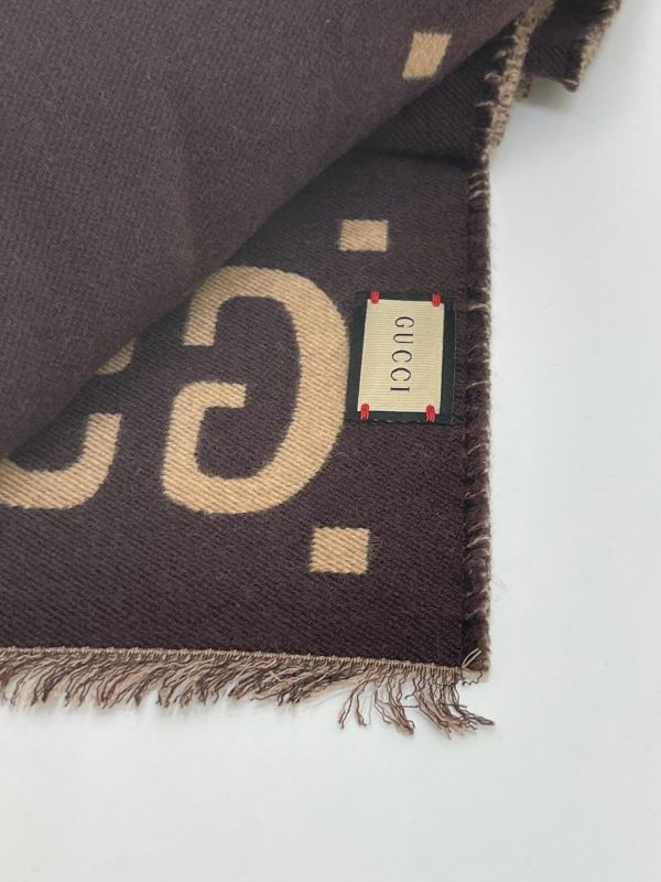【99成新】GUCCI 大G羊毛真絲混紡圍巾 