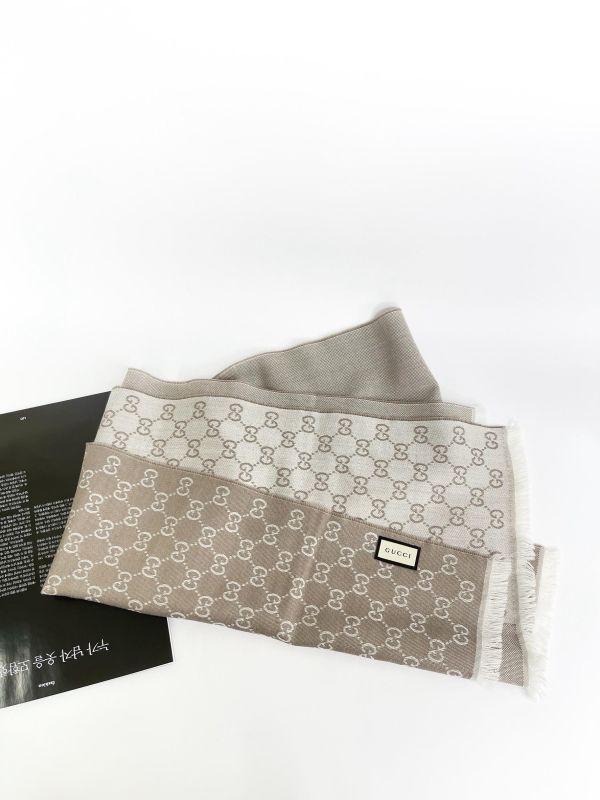 【95成新】GUCCI 經典雙G緹花純羊毛圍巾 