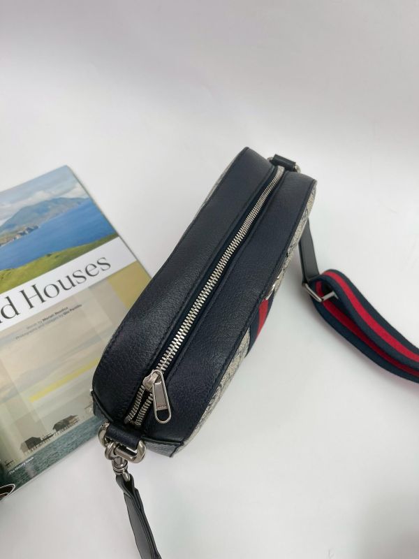 【95成新】GUCCI GG Supreme 帆布印花織帶相機包 