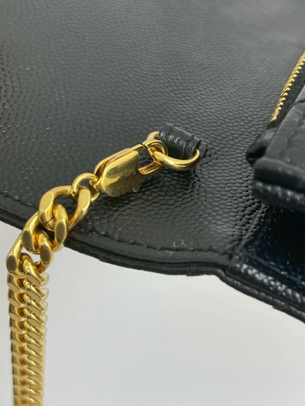 【9成新】YSL WOC 魚子醬鍊包黑金 19.5CM 