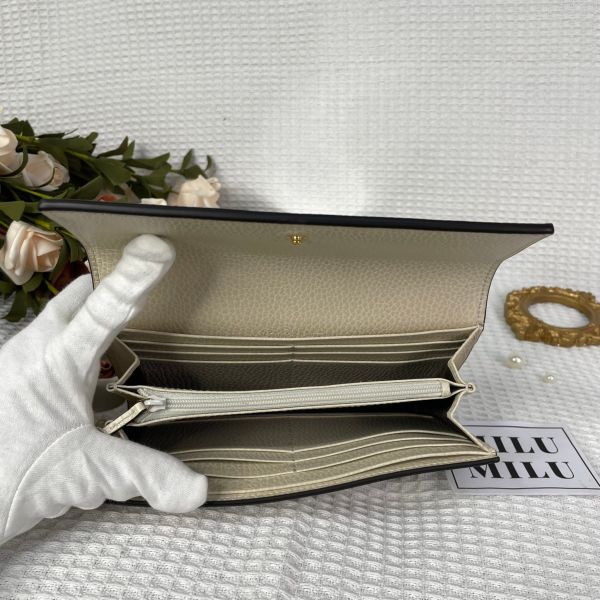 【全新閒置品】【12期0利率】gucci 皮革拼接翻蓋長夾 白皮革拼老花 