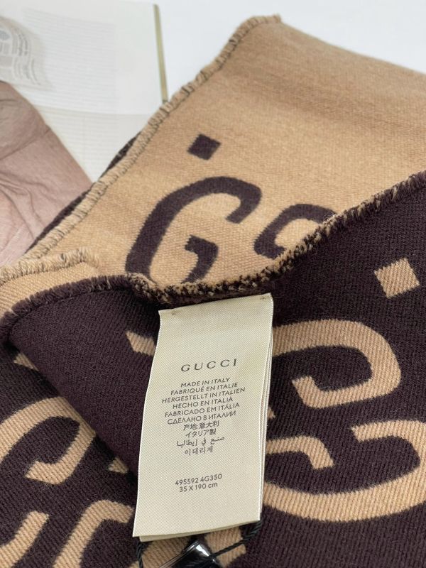【99成新】GUCCI 大G羊毛真絲混紡圍巾 