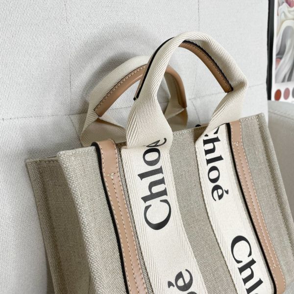 【12期0利率】【全新閒置】Chloé 刺繡背帶款小號Woody Tote Bag 奶茶色 