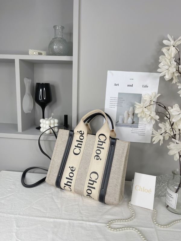 【分期0利率】Chloé 背帶款小號 Woody Tote Bag 深藍色【99成新】 