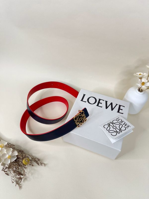 【分期0利率】LOEWE 光滑小牛皮雙面皮帶 3公分【95成新】 