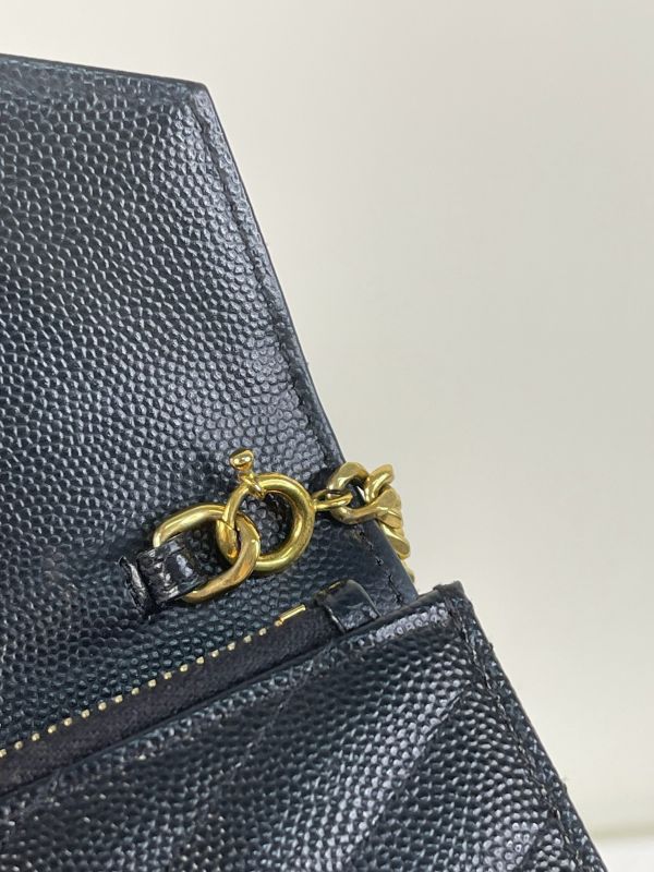 【分期0利率】YSL WOC 魚子醬鍊包黑金 19.5CM【95成新】 