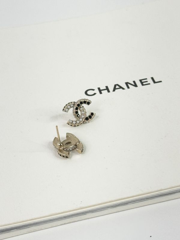 【分期0利率】CHANEL 拚色閃石珍珠耳環【全新品】 