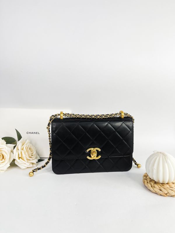 【95成新】CHANEL 雙金球口蓋包 