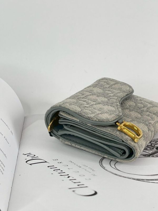 【9成新】DIOR SADDLE LOTUS 老花三折短夾 