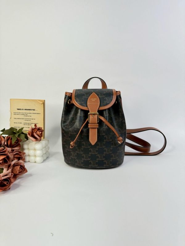 【9成新】CELINE Triomphe帆布及小牛皮迷你型FOLCO背包 