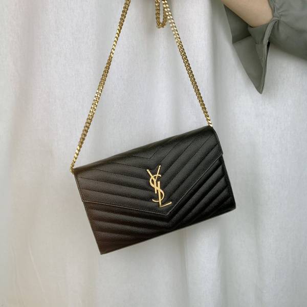 【12期0利率】【現金價】YSL WOC 魚子醬鍊包 金扣22.5CM 