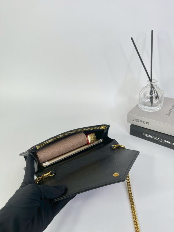 【9成新】YSL WOC 魚子醬鍊包黑金 19.5CM 