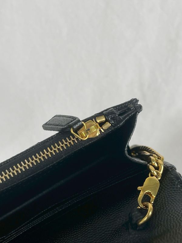 【分期0利率】YSL WOC 魚子醬鍊包黑金 19.5CM【95成新】 