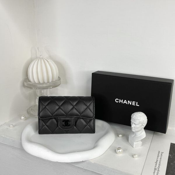 【12期0利率】【現金價】Chanel COCO羊皮零錢卡包 SO BLACK 