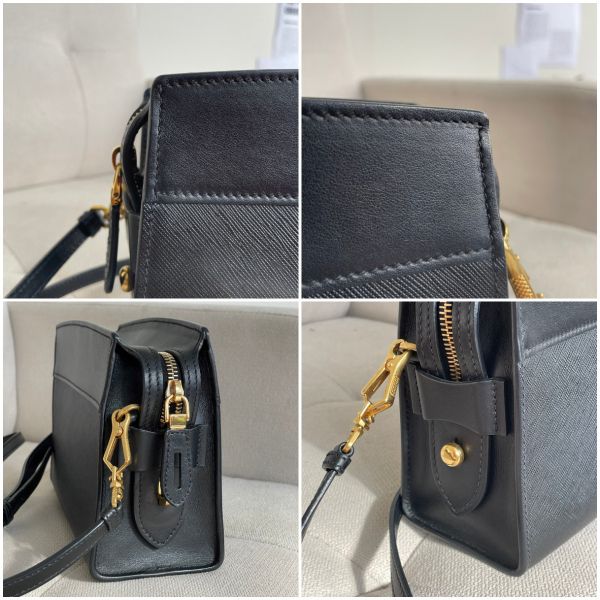 【12期0利率】PRADA 浮雕LOGO防刮拼接斜背包【95成新】 