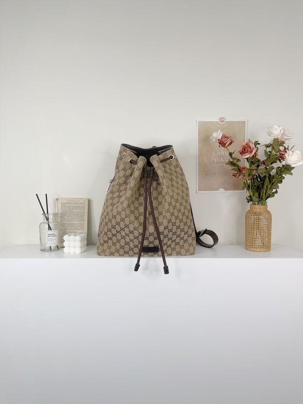【分期0利率】GUCCI 老花束口水桶後背包【85成新】 