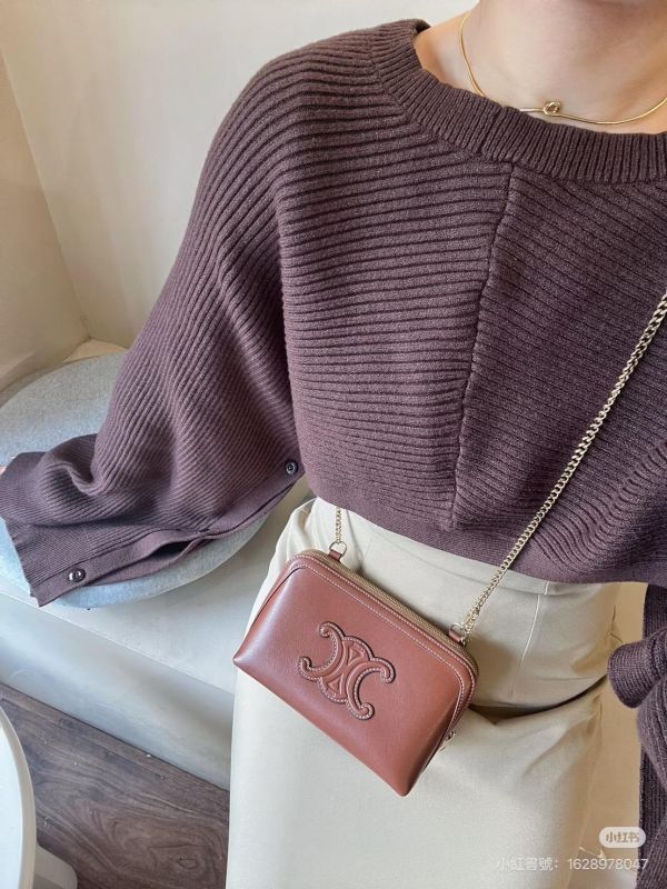 【95成新】CELINE 小牛皮迷你貝殼包 