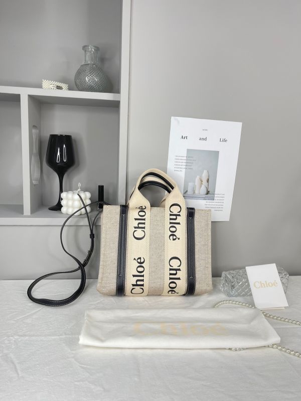 【分期0利率】Chloé 背帶款小號 Woody Tote Bag 深藍色【99成新】 
