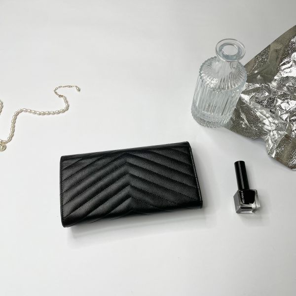 【12期0利率】YSL MONOGRAM 魚子醬信封長夾 【9成新】 