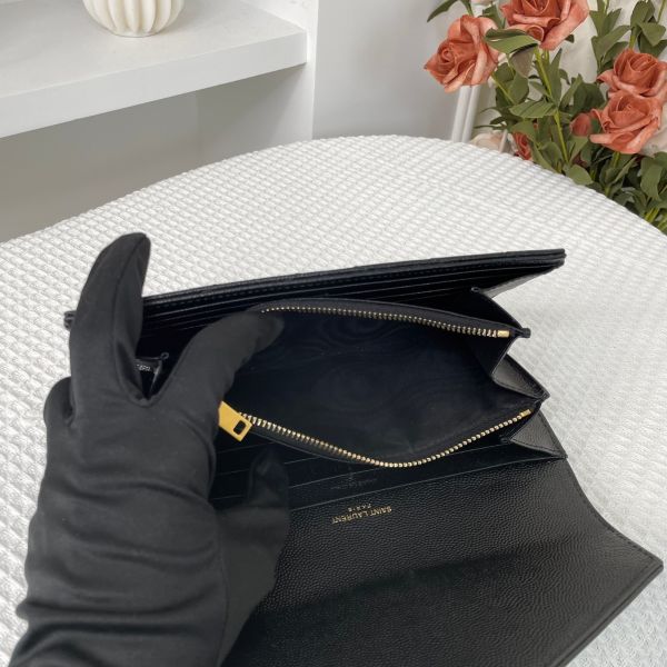 【9.5成新】【12期0利率】YSL MONOGRAM 魚子醬信封長夾 