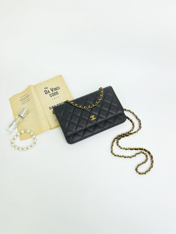 【99成新】CHANEL  WOC魚子醬金扣 