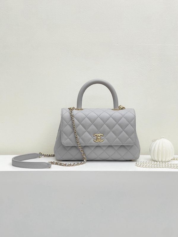 【95成新】CHANEL荔枝牛皮coco handle small 