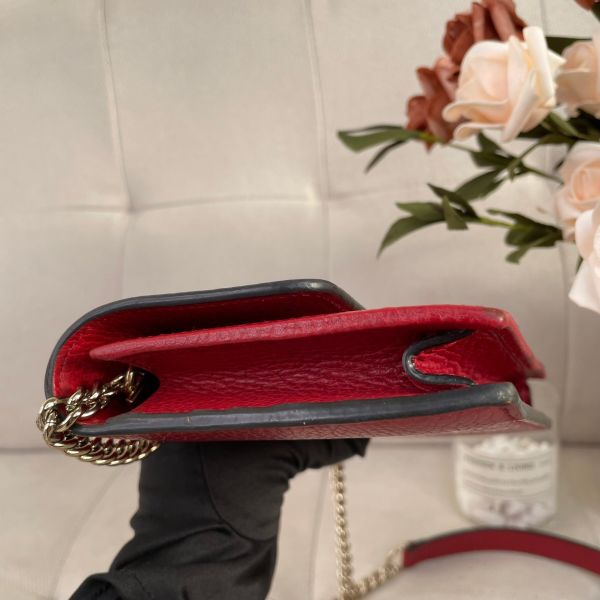 【85成新】【12期0利率】Gucci 皮革翻蓋單肩包-紅/金扣 