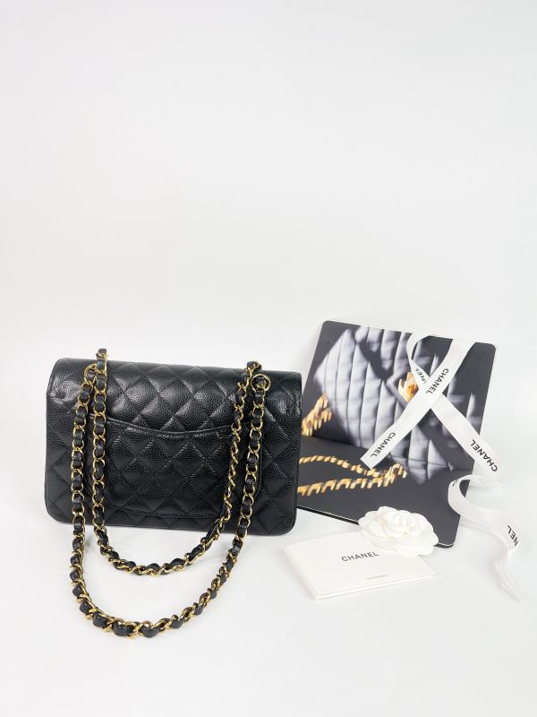 【95成新】CHANEL CF23黑色金扣荔枝防刮牛皮 
