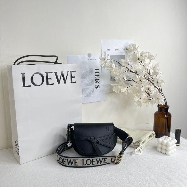 【分期0利率】LOEWE MINI GATE 雙層包 黑【95成新】 