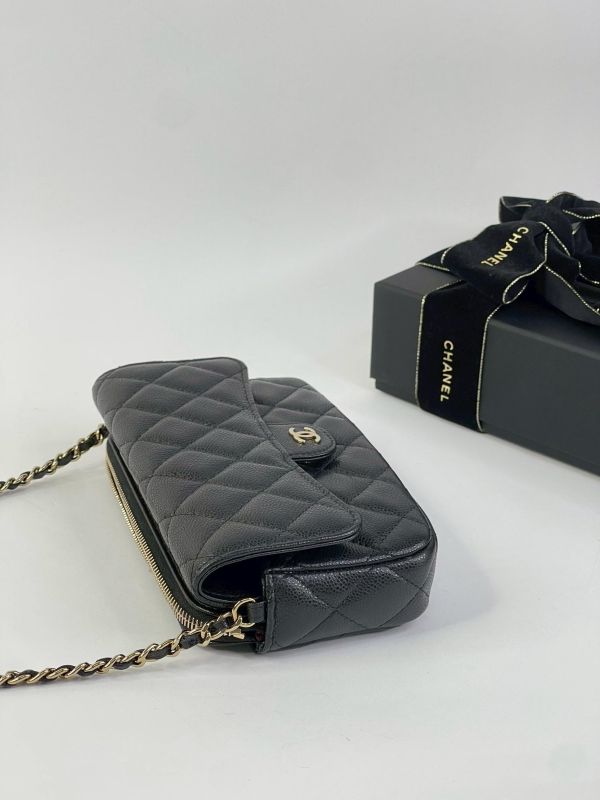 【95成新】CHANEL荔枝牛皮二合一WOC手機包 