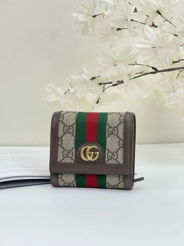 【99成新】GUCCI GG紅綠織帶老花中夾 