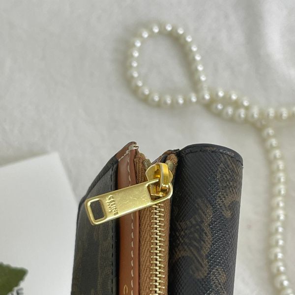 【12期0利率】CELINE TRIOMPHE標誌印花短款零錢包【24年1月台灣購證】【9成新】 