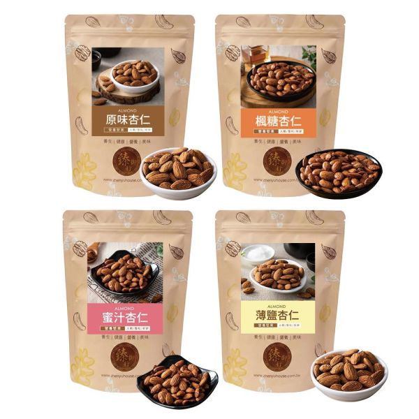 杏仁 四種口味 300g 臻御行 【選用超大尺寸 低溫烘焙】 杏仁果推薦,低溫烘焙杏仁,原味杏仁,薄鹽杏仁,蜜汁杏仁,楓糖杏仁,堅果零食,臻御行,健康零食,堅果推薦