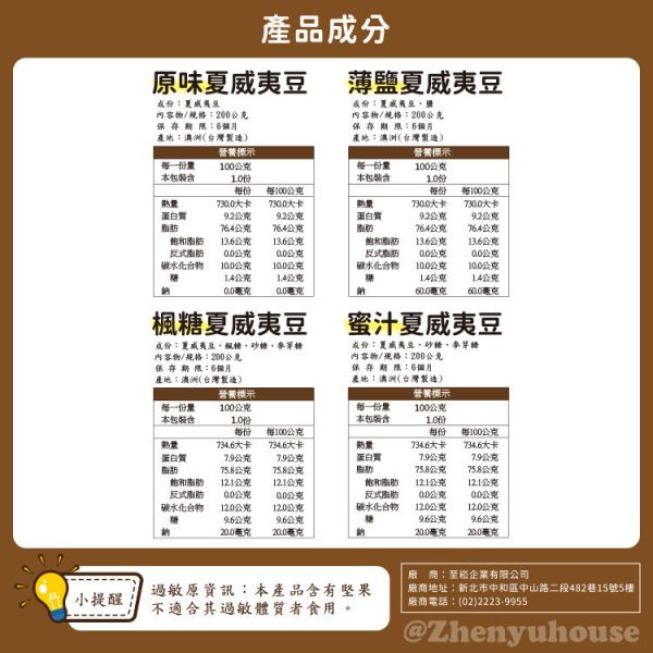 夏威夷豆 四種口味 200g 臻御行 【採用0號豆巨大尺寸 低溫烘焙】 堅果,辦公室下午茶,零食,送禮,過年,節慶,團購,冠軍,夏威夷豆,伴手禮,美食