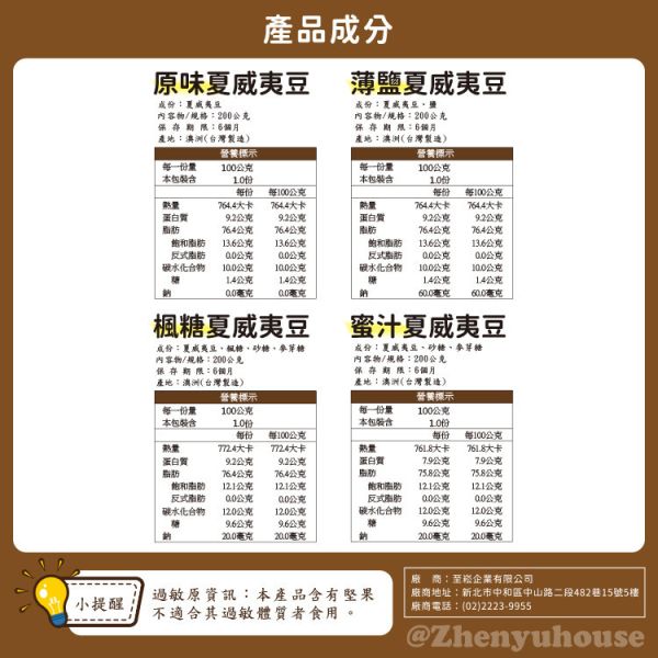 夏威夷豆 四種口味 200g 臻御行 【採用0號豆巨大尺寸 低溫烘焙】 堅果,辦公室下午茶,零食,送禮,過年,節慶,團購,冠軍,夏威夷豆,伴手禮,美食