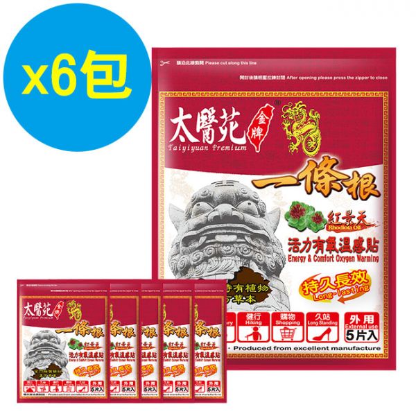 【6 pack】Energy & Comfort Oxygen Warming 紅景天貼布、溫熱貼布、舒緩放鬆、暈眩感、紓壓、活力、清新、快速