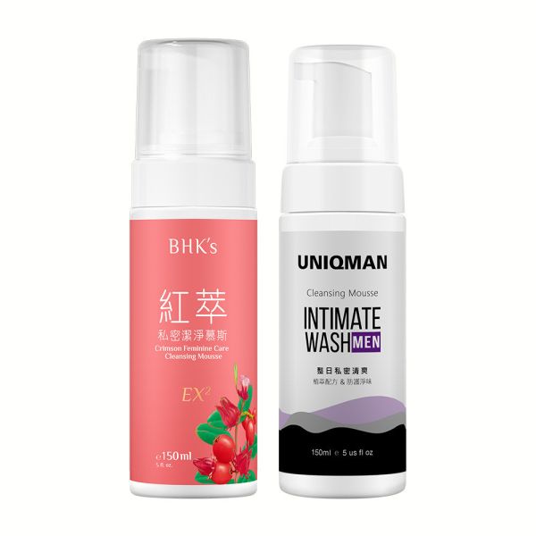 BHK's 紳淑潔淨組 紅萃私密慕斯EX2(150ml/瓶)+UNIQMAN 男性私密慕斯(150ml/瓶) 