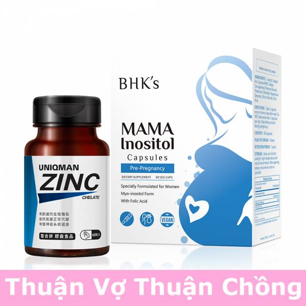 【Combo】Viên nang hỗ trợ thụ thai Inositol BHK's & Viên nang bổ sung kẽm cho nam giới UNIQMAN【Thuận vợ thuận chồng】 