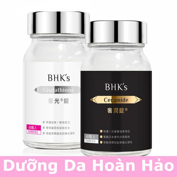 【Combo】Viên nén trắng da Glutathione & Viên nén cấp ẩm Ceramide BHK's【Dưỡng da hoàn hảo】 