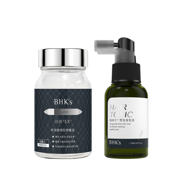 BHK's 豐盈強韌組 婕絲錠EX+(60粒/瓶)+婕絲生豐盈養髮液(70ml/瓶) 
