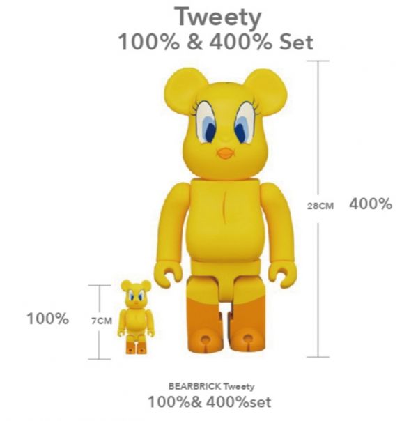 BE@RBRICK 100%&400% set TWEETY Be@rbrick,庫柏力克,BEARBICK,藝術家,TWEETY,聯名熊