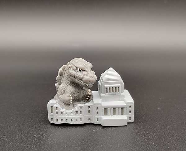 BANDAI 怪獸王俱樂部 哥吉拉 指偶 -初代 哥吉拉 與國會議事堂 1954年 中古品-C級 