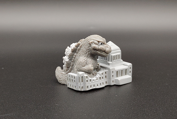 BANDAI 怪獸王俱樂部 哥吉拉 指偶 -初代 哥吉拉 與國會議事堂 1954年 中古品-C級 