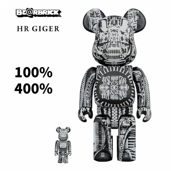 庫柏力克熊 BE@RBRICK 100%&400% H.R.GIGER BLACK CHROME Ver 黑 