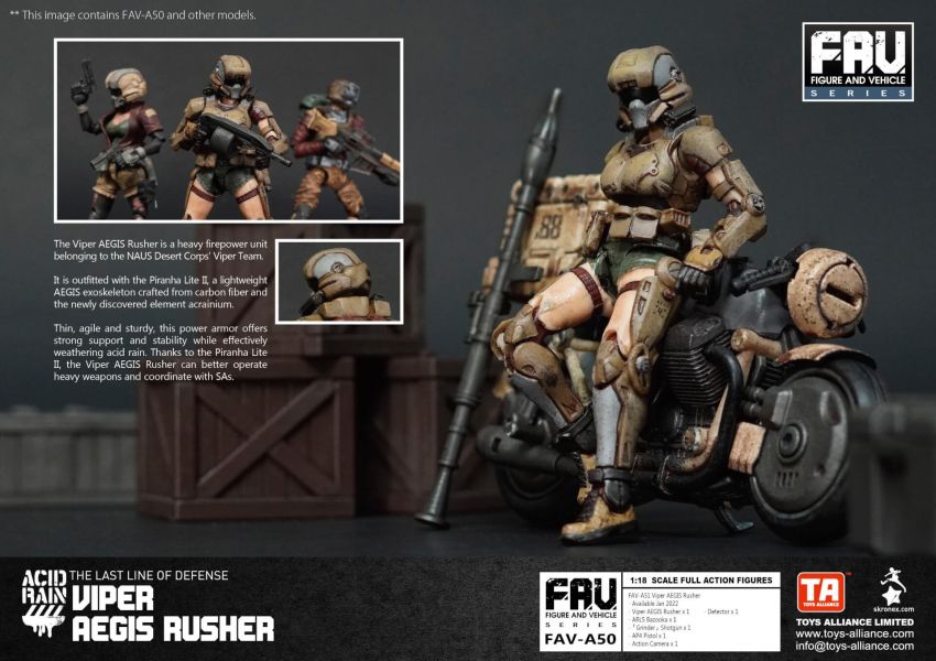酸雨戰爭 FAV-A50 Viper AEGIS Rusher 蝮蛇埃癸斯衝擊者 酸雨戰爭,劉斯傑,TOYS ALLIANCE ACID RAIN Preorder,可動公仔,酸雨,設計師公仔,遊戲,酸雨戰爭現貨,酸雨戰爭公鹿小隊,酸雨戰爭動畫,酸雨戰爭購買,酸雨戰爭介紹,酸雨戰爭wiki,香港設計師,蝮蛇埃癸斯衝擊者,FAV-A50