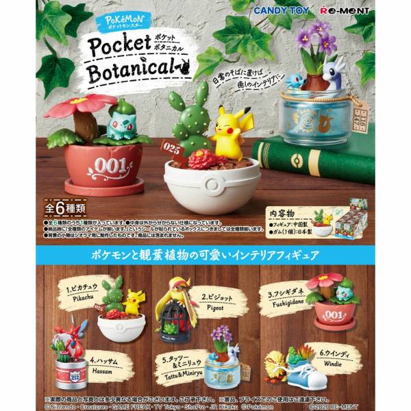 RE-MENT 寶可夢系列 盆栽植物食玩 一中盒 6入 精靈寶可夢,神奇寶貝,盆栽,微型景觀,綠色植物,造景盆栽