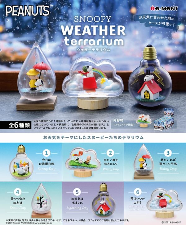 RE-MENT SNOOPY系列 史努比 瓶中世界 WEATHER Terrarium 6入 RE-MENT,SNOOPY系列,史努比,瓶中世界,WEATHER Terrarium,6入