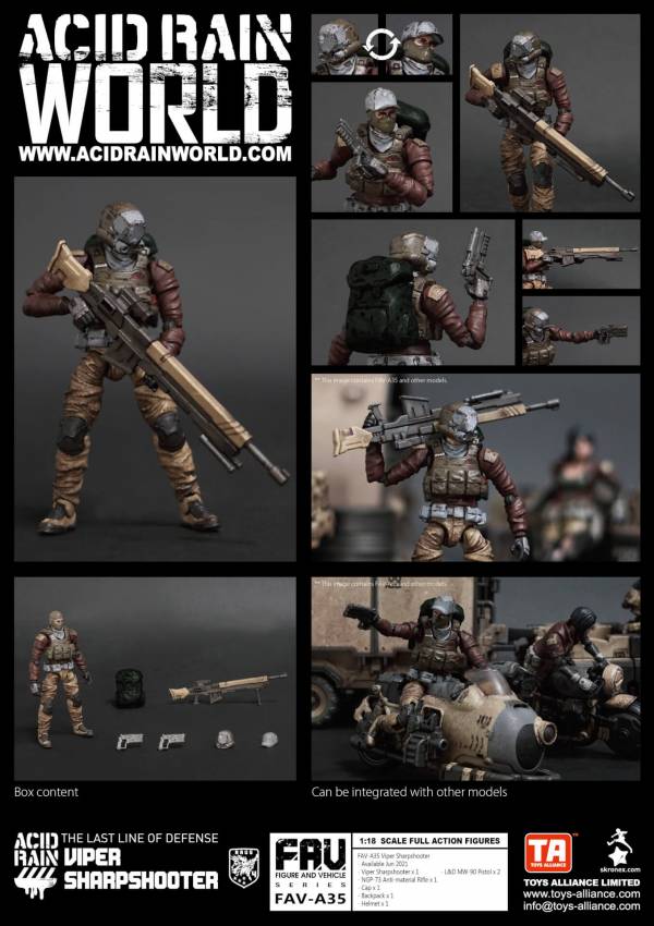 酸雨戰爭 FAV-A35 Viper Sharpshooter 蝮蛇神槍手 酸雨戰爭,劉斯傑,TOYS ALLIANCE ACID RAIN Preorder,可動公仔,酸雨,設計師公仔,遊戲,酸雨戰爭現貨,酸雨戰爭公鹿小隊,酸雨戰爭動畫,酸雨戰爭購買,酸雨戰爭介紹,酸雨戰爭wiki,香港設計師,蝮蛇神槍手,FAV-A35
