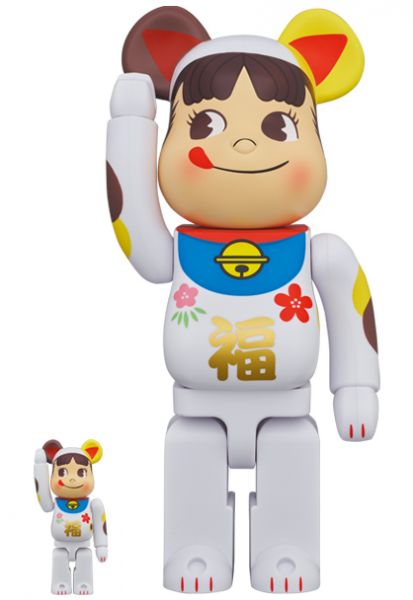 庫柏力克熊 BE@RBRICK 100%&400% set 不二家 牛奶妹招財貓 (白) 