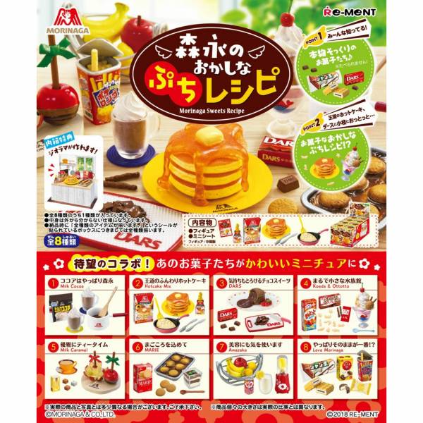 RE-MENT 袖珍系列 森永的甜點食譜 一中盒 8入 袖珍,森永的美味食譜,微縮,森永小點心